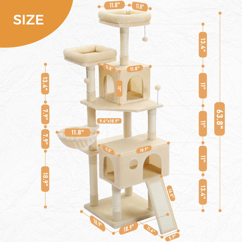 Cat Free Shipping Cat Tree Large Cat Tower with Scratching Posts Multilayer Cat Tower with Hammocks Condo