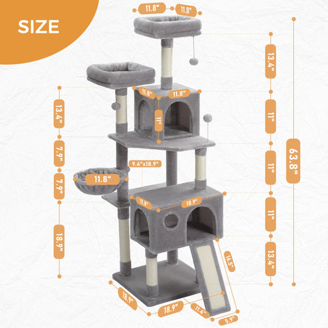 Cat Free Shipping Cat Tree Large Cat Tower with Scratching Posts Multilayer Cat Tower with Hammocks Condo
