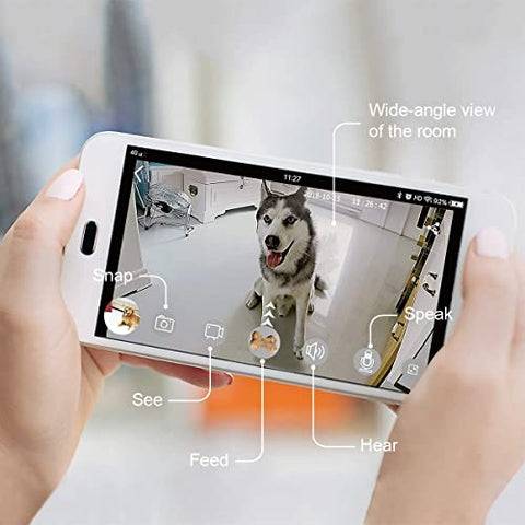 Dog Camera Treat Dispenser Night Vision,Compatible with Alexa(White)
