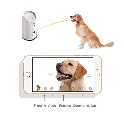 Dog Camera Treat Dispenser Night Vision,Compatible with Alexa(White)