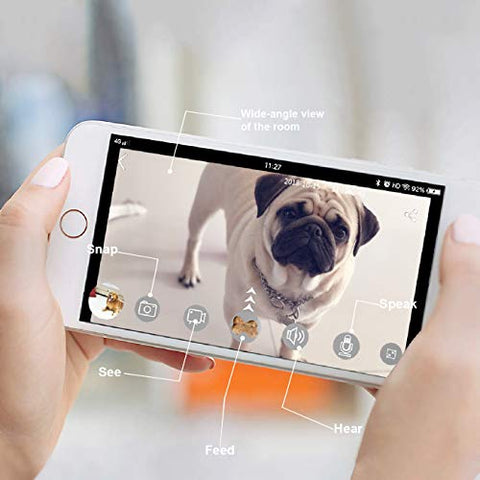 Dog Camera Treat Dispenser Night Vision,Compatible with Alexa(White)