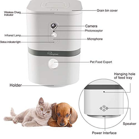 Dog Camera Treat Dispenser Night Vision,Compatible with Alexa(White)