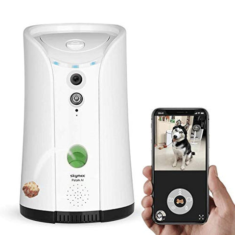 Dog Camera Treat Dispenser Night Vision,Compatible with Alexa(White)