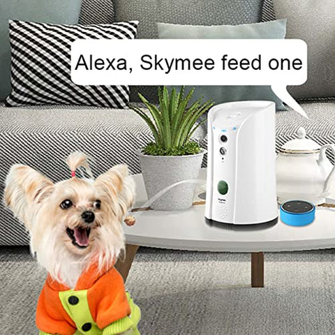 Dog Camera Treat Dispenser Night Vision,Compatible with Alexa(White)