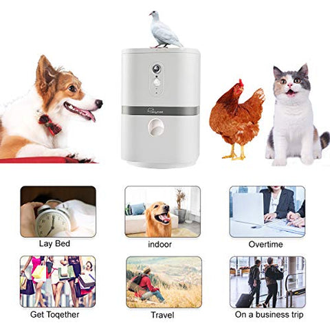 Dog Camera Treat Dispenser Night Vision,Compatible with Alexa(White)
