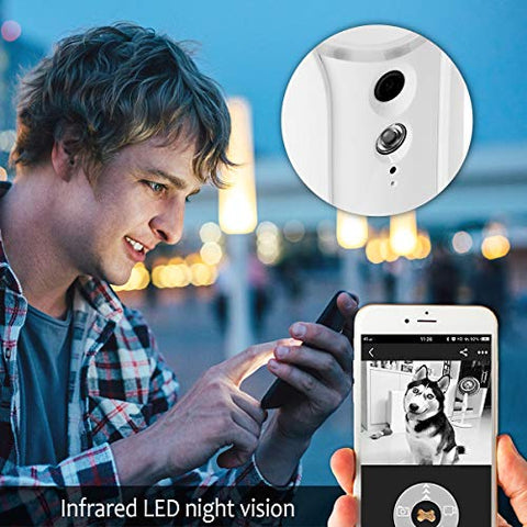 Dog Camera Treat Dispenser Night Vision,Compatible with Alexa(White)