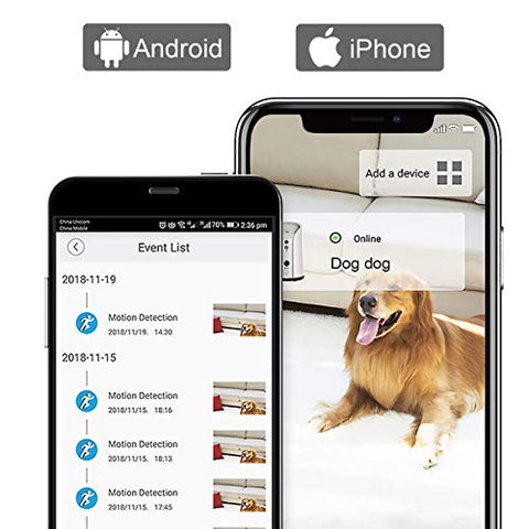 Dog Camera Treat Dispenser Night Vision,Compatible with Alexa(White)